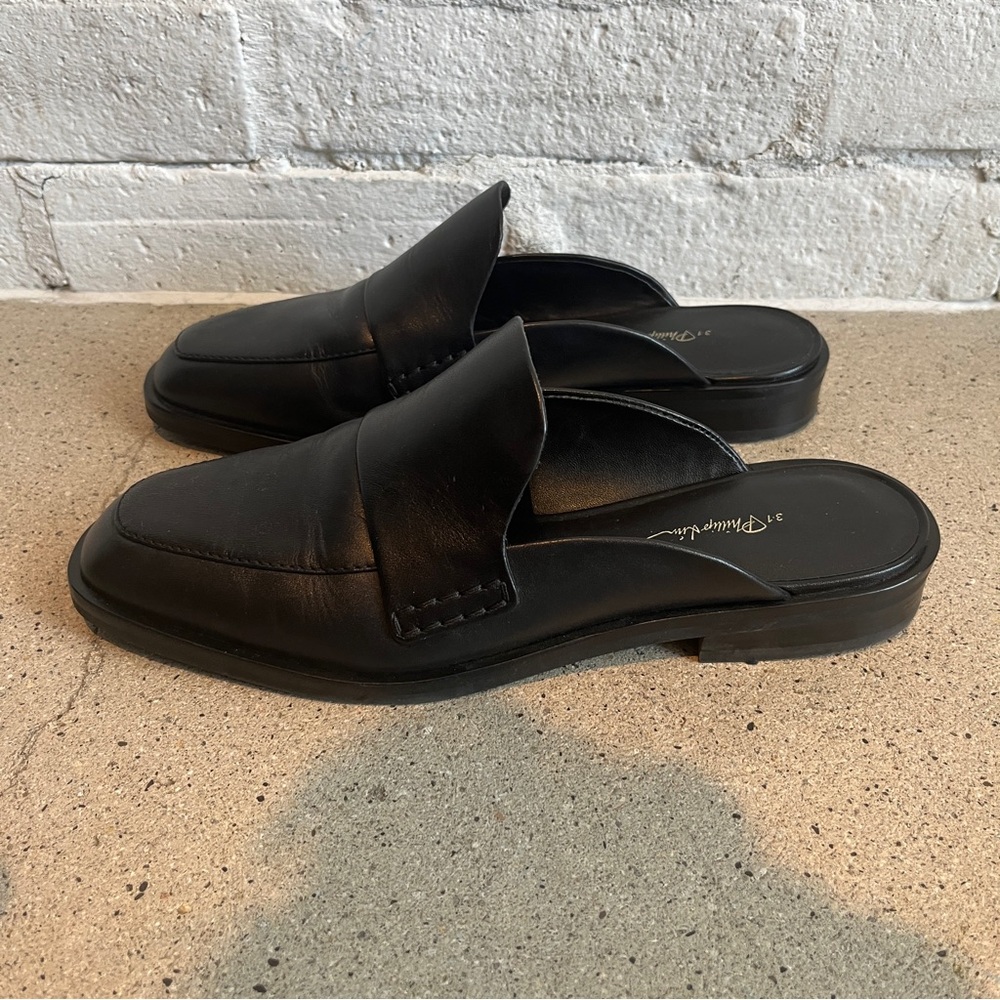 3.1 Phillip Lim Alexa Flat Mules in Black Leather - Picture 7 of 12